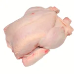 A whole chicken displayed, highlighting quality and freshness from The National Halal Meat, ready for cooking